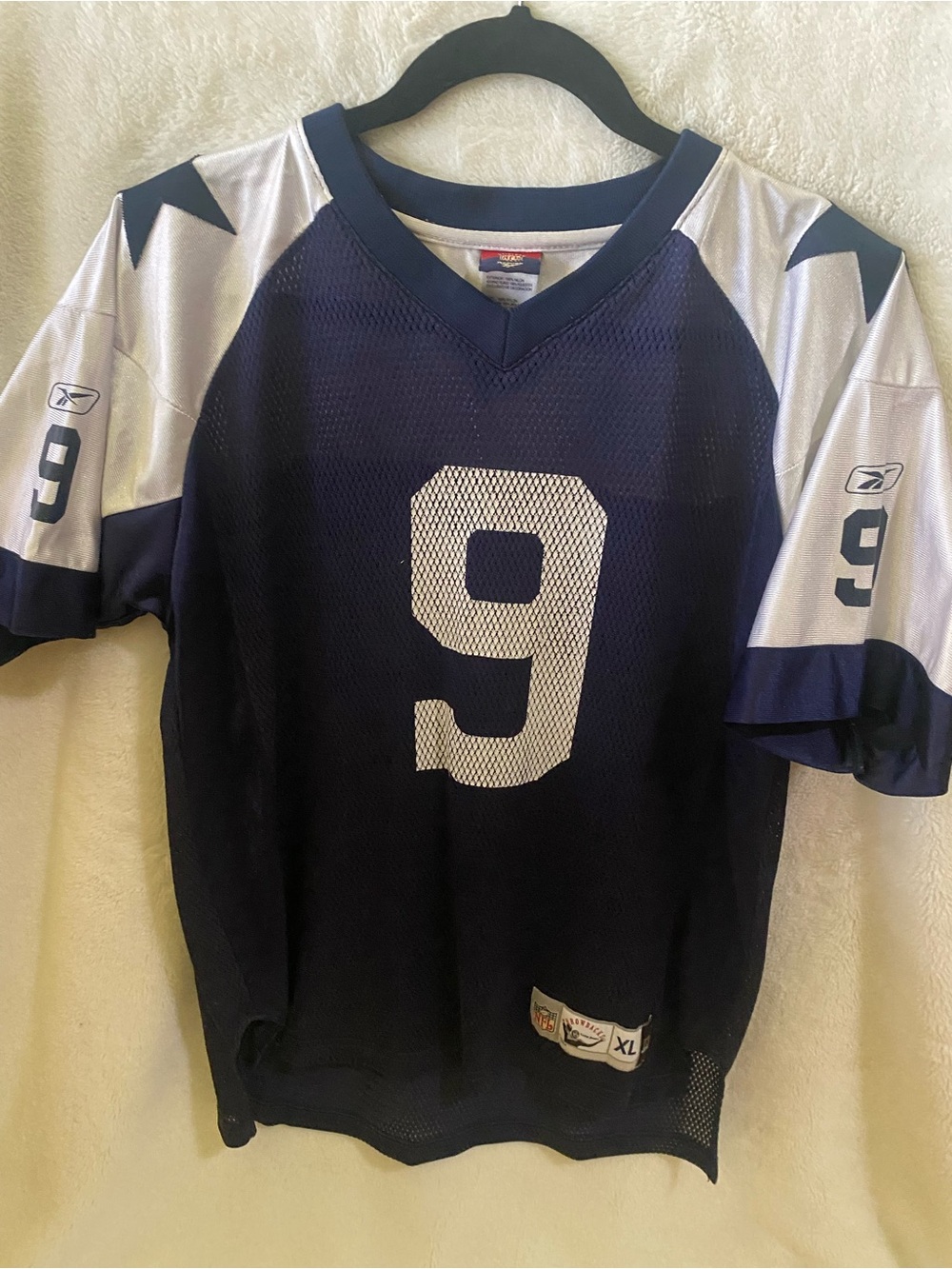 Reebok Youth Navy and White Football Jersey - No. 9